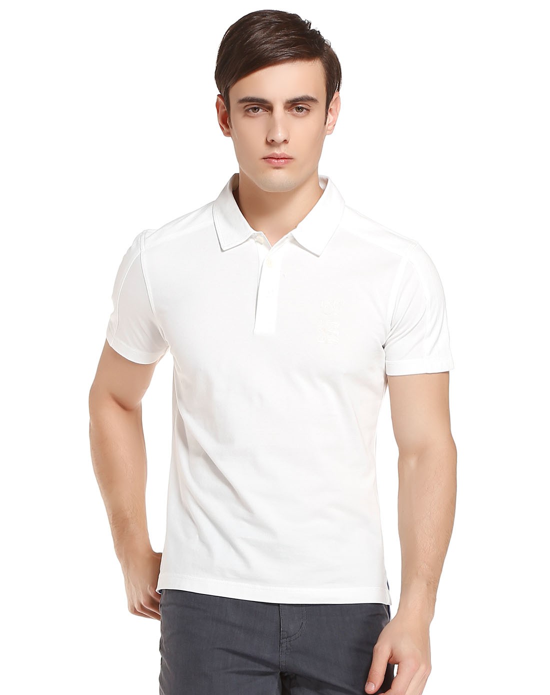 夏日型格之选 米色简洁休闲短袖Polo衫