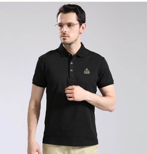 珠地纯棉圆点男式Polo衫 时尚与舒适的完美结合